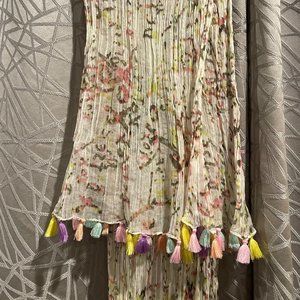 Long Ruffle Scarf with Tassels